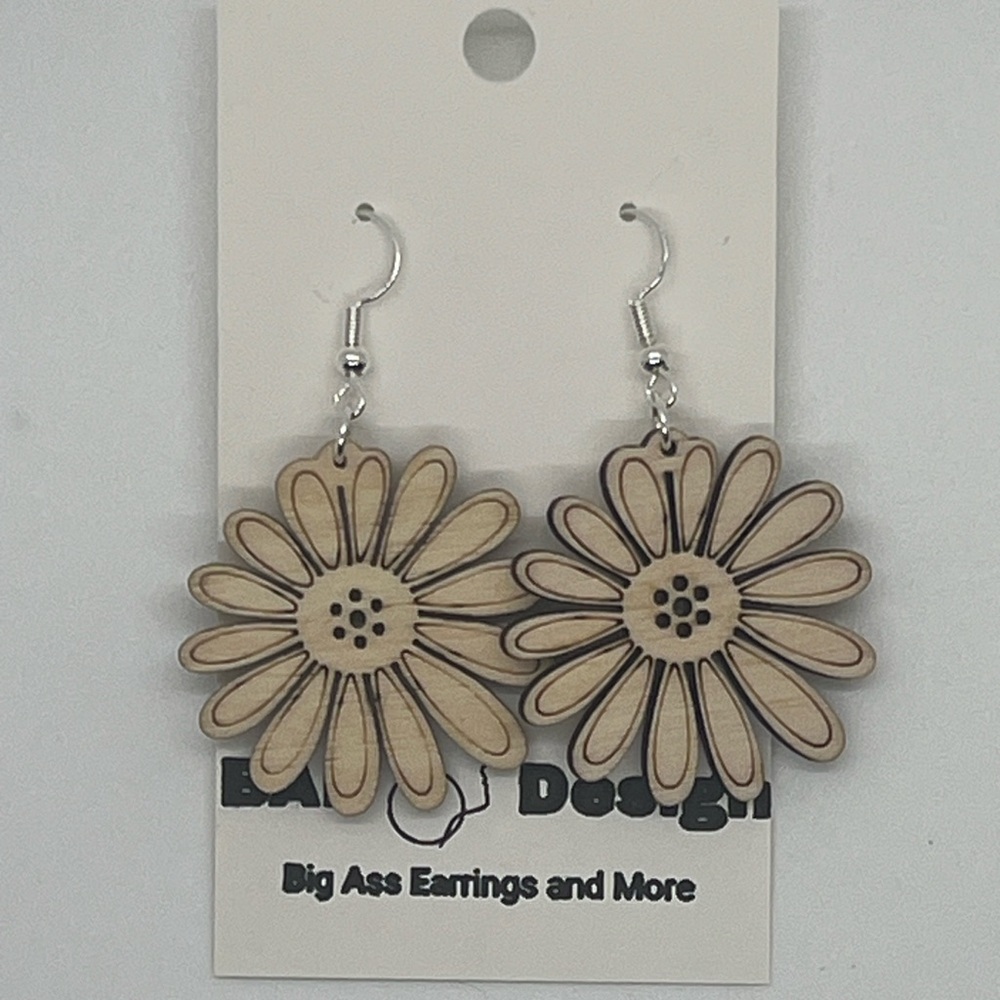 Wooden Daisy Earrings